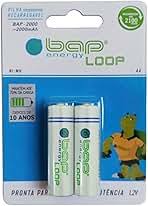 Pilha Recarregavel AA Bap Loop 2000mah Premium 1,2v Cartela Com 2 BAP2000