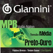 Encordoamento Violao Nylon Giannini MPB GENWBG Tensao Media Preto Ouro