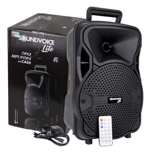 Caixa Ativa SoundVoice Lite 8 CA-80 8P 60 WRMS Bluetooth USB Sd Radio FM Bateria Controle Remoto
